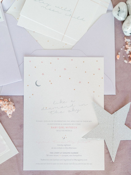 Feminine moon & stars baby shower on 100 Layer Cakelet Inspiration