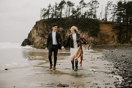 Forest and ocean newlywed shoot