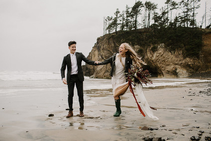 Forest and ocean newlywed shoot