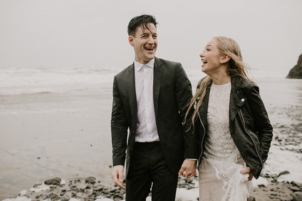 Forest and ocean newlywed shoot