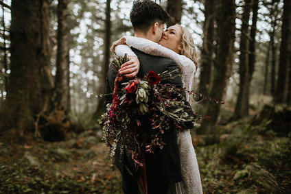 Forest and ocean newlywed shoot