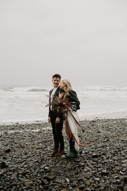 Forest and ocean newlywed shoot