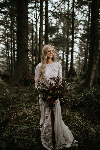 Forest and ocean newlywed shoot