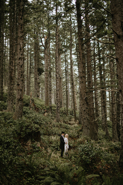 Forest and ocean newlywed shoot
