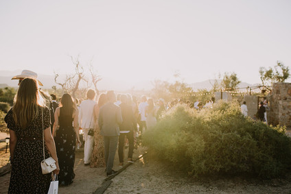 Rustic Joshua Tree wedding with a pink floral dress