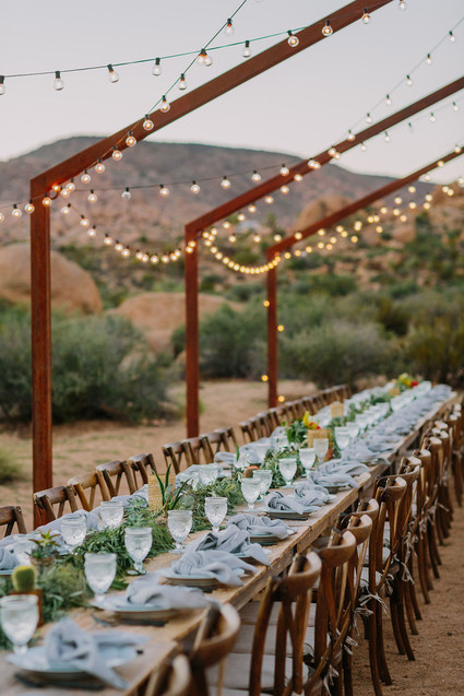 Rustic Joshua Tree wedding with a pink floral dress