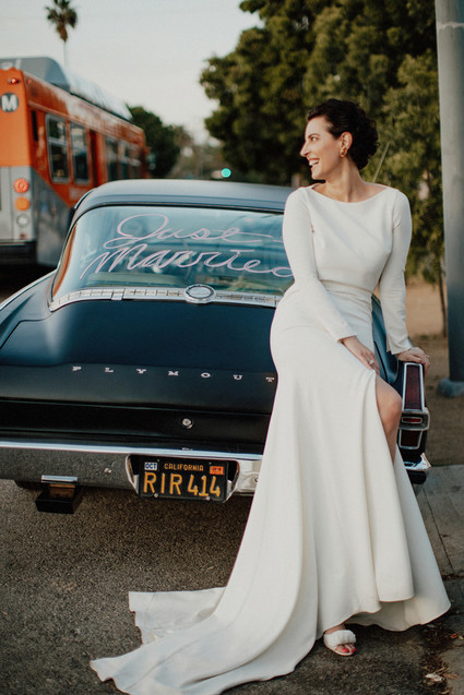 Artful hip earth-tone wedding at Office Party in LA