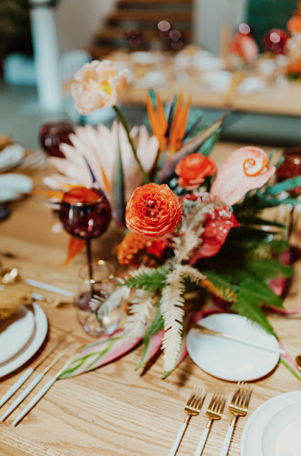 Artful hip earth-tone wedding at Office Party in LA