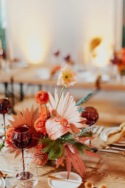 Artful hip earth-tone wedding at Office Party in LA