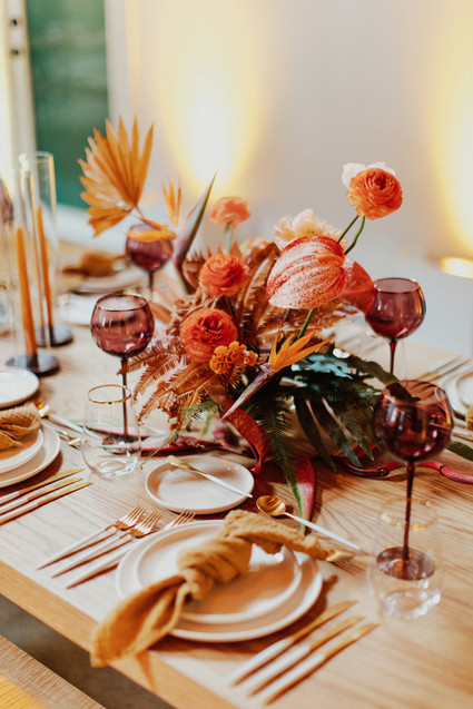 Artful hip earth-tone wedding at Office Party in LA