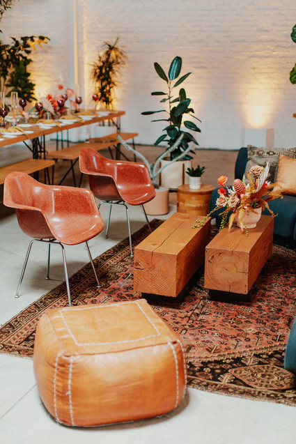 Artful hip earth-tone wedding at Office Party in LA