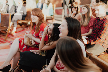 Artful hip earth-tone wedding at Office Party in LA