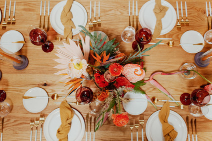 Artful hip earth-tone wedding at Office Party in LA Inspiration