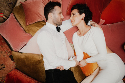 Artful hip earth-tone wedding at Office Party in LA