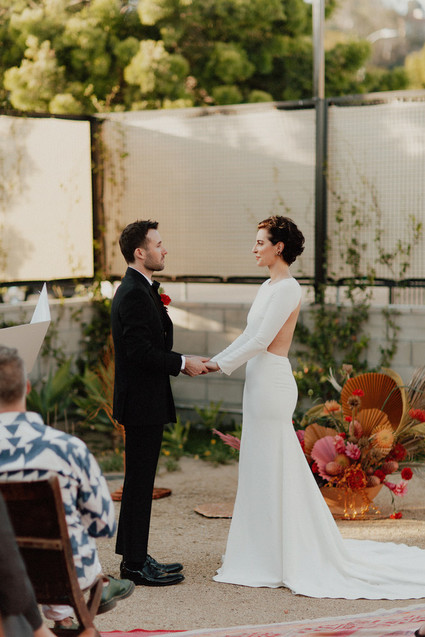 Artful hip earth-tone wedding at Office Party in LA