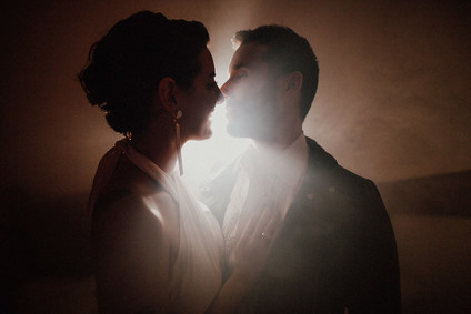 Artful hip earth-tone wedding at Office Party in LA