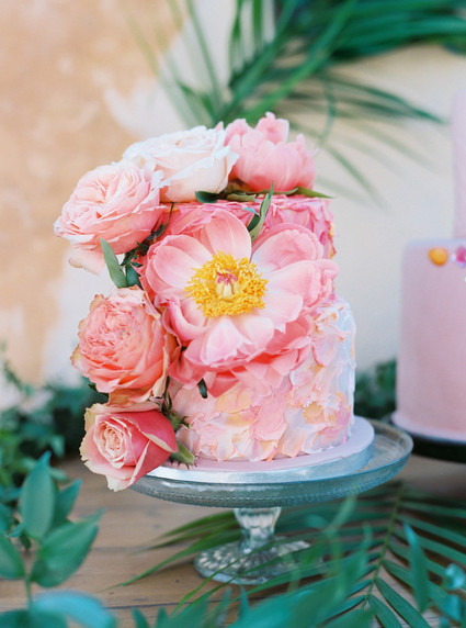 Peony inspired pastel wedding ideas in Santorini