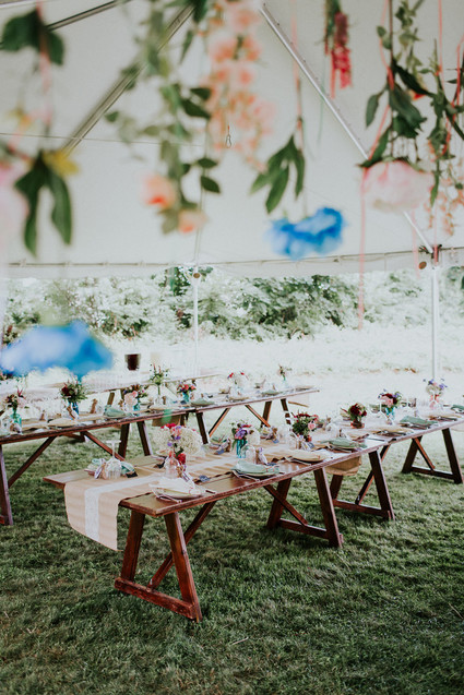 Colorful floral backyard summer wedding in Connecticut Inspiration