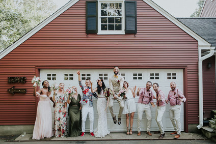 Colorful floral backyard summer wedding in Connecticut
