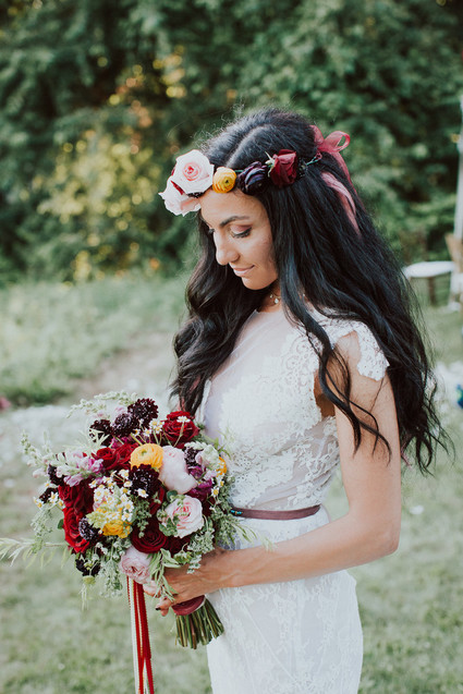 Colorful floral backyard summer wedding in Connecticut
