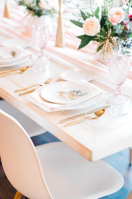 Geometric brass + blush wedding inspiration at Franciscan Gardens Inspiration