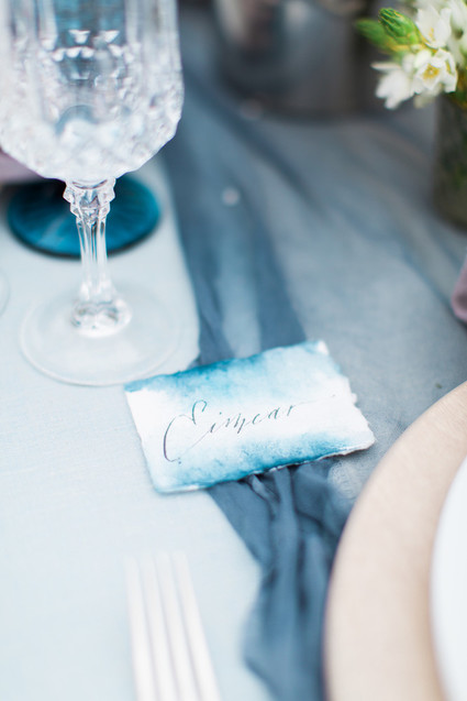 Calligraphy and watercolor escort cards