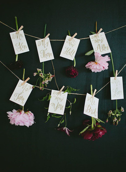 Calligraphy and watercolor escort cards