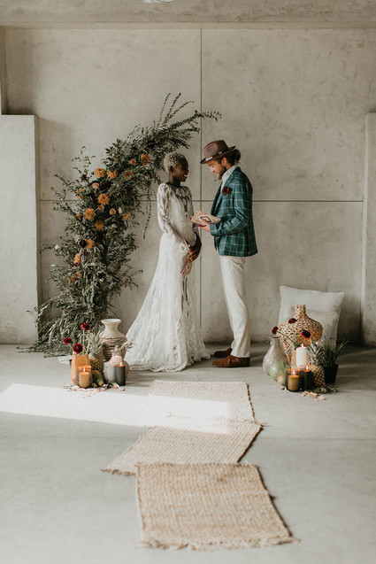 Industrial elopement inspired by African textiles in Edmonton
