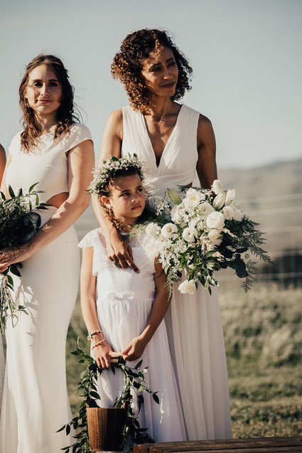 Rustic California wedding with a pink dress