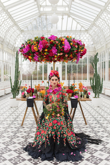 Bright colorful Frida Kahlo inspired wedding editorial