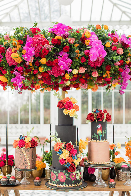 Bright colorful Frida Kahlo inspired wedding editorial