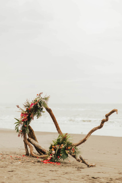 Tropical beach boho vow renewal in Olympic National Park