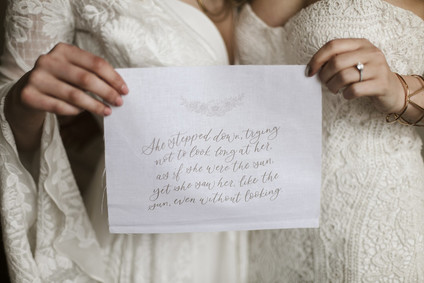 Romantic urban same sex wedding ideas with blush tones