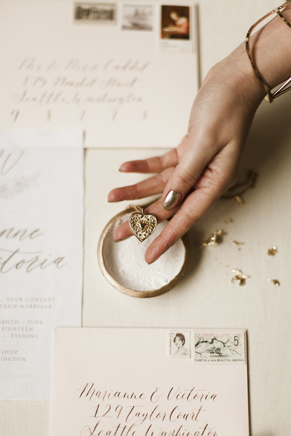 Romantic urban same sex wedding ideas with blush tones