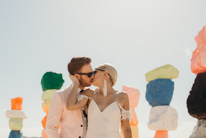 True Romance inspired Las Vegas elopement at Seven Magic Mountains
