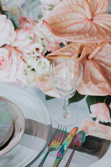 Ethereal modern bridal inspiration with tropical pink details