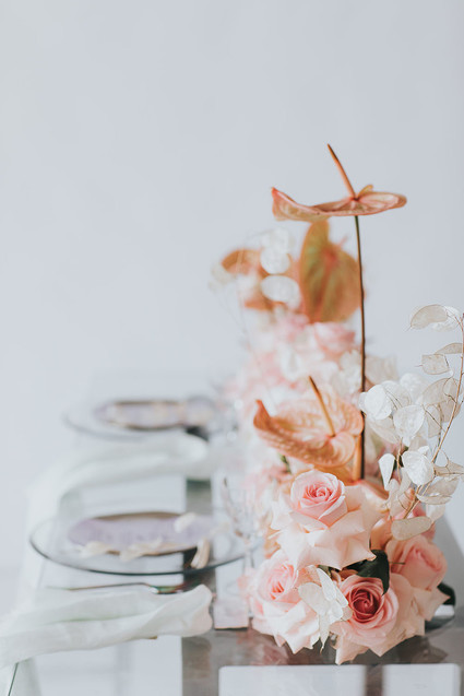 Ethereal modern bridal inspiration with tropical pink details