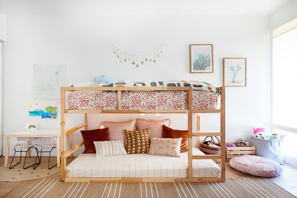 Modern earth tone girl's room from Veneer Designs