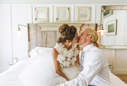 Surf inspired beach wedding in Montauk with the world's cutest dress