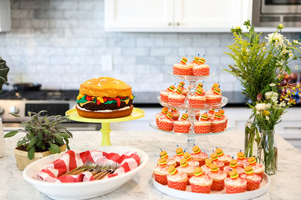 Burger themed baby shower for