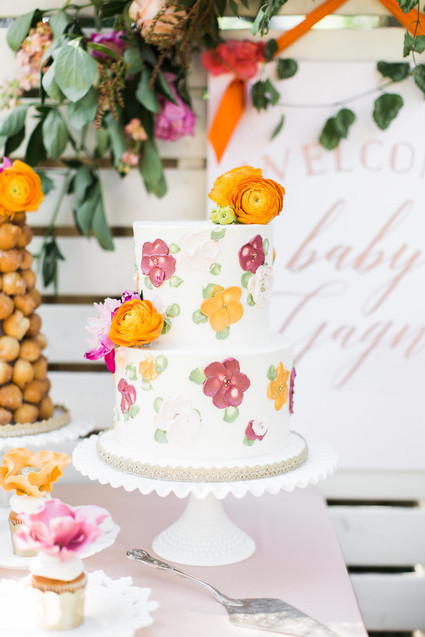 Floral feminine backyard baby shower