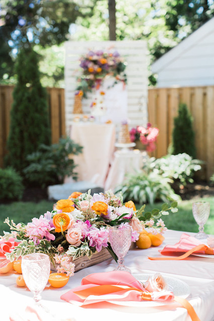 Floral feminine backyard baby shower