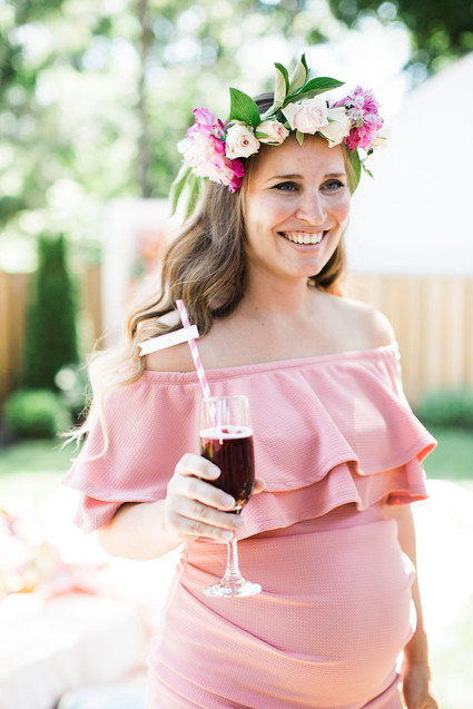 Floral feminine backyard baby shower