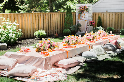 Floral feminine backyard baby shower