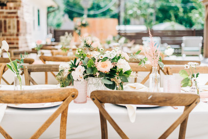 Pink floral backyard baby shower