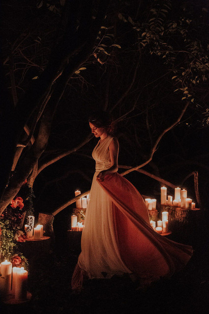 Dramatic candlelight autumn wedding in the French countryside