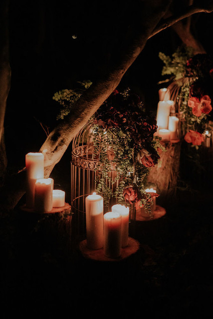 Dramatic candlelight autumn wedding in the French countryside