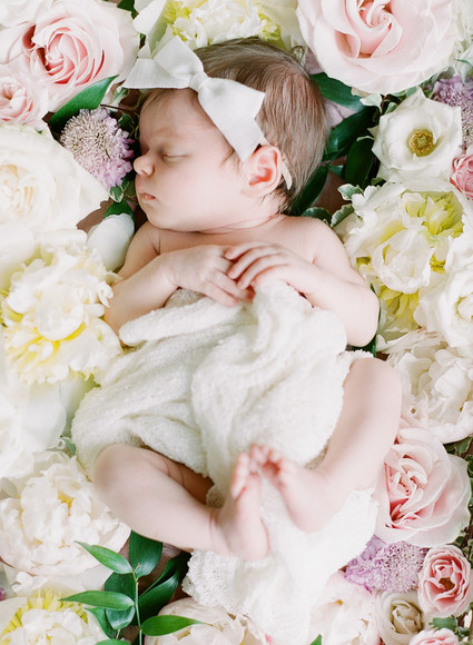 Dreamy floral newborn session on film
