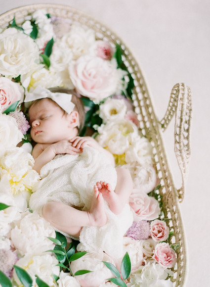 Dreamy floral newborn session on film