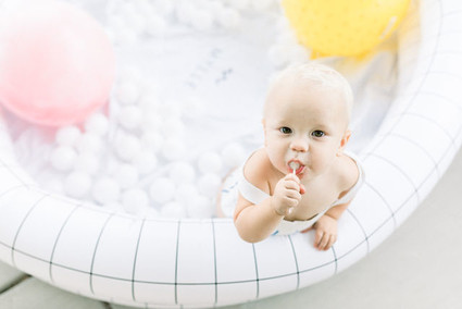 Modern pastel backyard first birthday party Inspiration